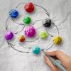 hand draws colors crumpled paper as social network structure on